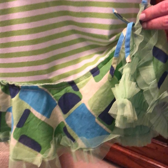 Hype Girls Green & White Striped Sleeveless Dress - Picture 4 of 4